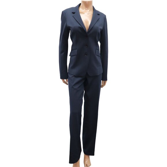 Tristan & Iseut Tailored Navy Pants Suit Blazer Size 10 - Picture 5 of 9
